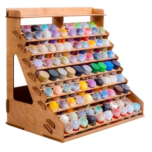 Elegante Organizzatore Pittura Cittadella per 87 Bottiglie e 14 Pennelli - Durata Compensato - Foto 1 di 11