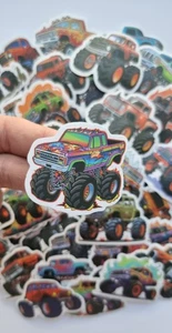 50pcs MONSTER TRUCK JAM Stickers Children's Cartoon Stickers Vinyl Bike Scooter - Picture 1 of 18
