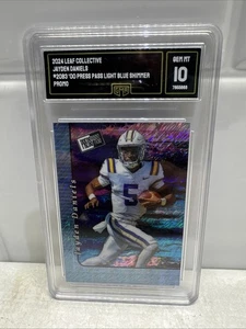 2024 Leaf Collective  #20B3 Jayden Daniels Press Pass Blue Shimmer Gem 10 - Picture 1 of 4