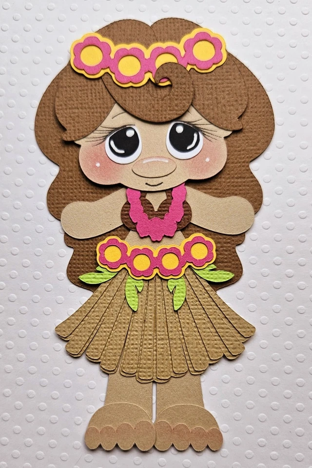 Cabello castaño de niña Hula. Álbum de recortes, piezas de papel para hacer tarjetas Foto 1 de 1