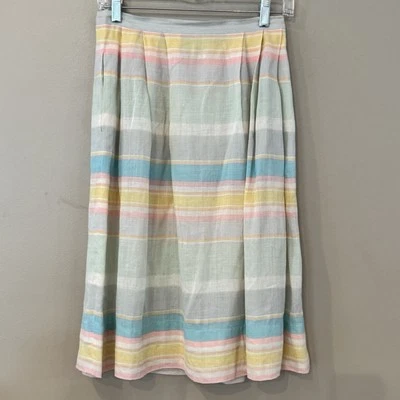 Vintage Linen Silk Skirt Set Women XS Pastel Stripe Anne Crimmins Umi Coastal - Image 1 of 4