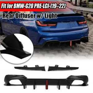 Rear Bumper Diffuser Lip w/Light Gloss Black For BMW G20 M340i PRE-LCI 2019-22 - Picture 1 of 13