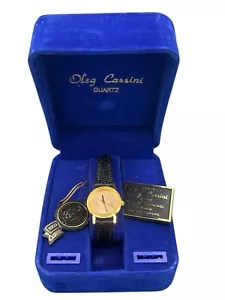 Vtg Oleg Cassini Faux Coin Watch Women’s 24mm Gold Tone Dial - Picture 1 of 15
