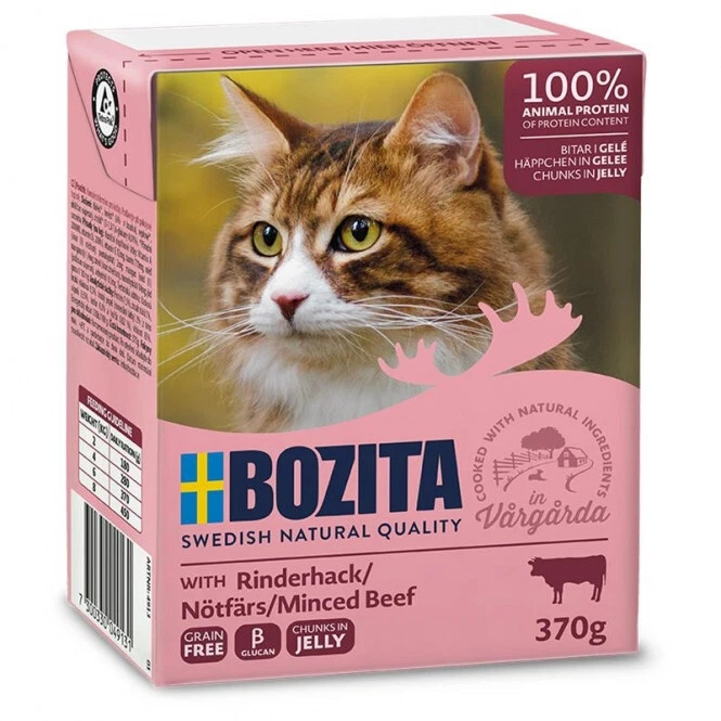 Bozita Cat Tetra Recard Häppchen in Gelee Rinderhack 6 x 370g (EUR 8,96 / kg) - Bild 1 von 1