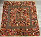 Hand Made Patchwork Quilt, Postage Stamp, Sm., Calico Prints, Rust, Brown, Green