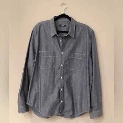 Men’s 2 XL Blue Denim Button Down Shirt by 7 For All Mankind - NWOT - Изображение 1 из 4