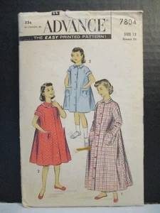 Advance pattern 7804 Girls Housecoat Duster Robe Size 12 Breast 30" Uncut - Picture 1 of 12