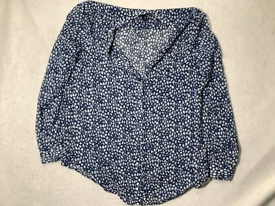 KUT Blouse Womens Size XL  Blue Roll Tab Sleeve 5 Button Sheer Chiffon - Image 1 of 4