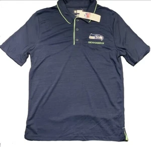 X-Large SEATTLE SEAHAWKS NFL Team Apparel Polo Casual SS Shirt Mens Navy Blue - Picture 1 of 3
