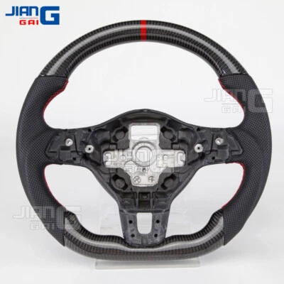 Real Carbon Fiber Sport Steering Wheel Fit Volkswagen VW MK6 GTI 6R 2008-2014 - Imagem 1 de 4