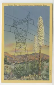 Cartolina CA Los Angeles Power Transmission Tower - Maulder Dam vintage lino MM - Foto 1 di 2