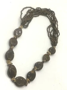 Vintage Chunky Choker Beaded necklace agate stone Natural women Brown gemstone   - Picture 1 of 9