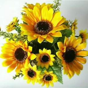 26-Head Artificial Sunflower Silk Fake Flowers Bouquet Wedding Floral Home Decor - Picture 1 of 12