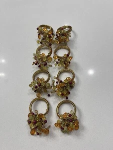 Pier 1 Harvest Fall Beaded Napkin Rings Holders Set Of 8 - Picture 1 of 5