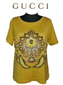 GUCCI ~ NEW mustard color t-shirt GG logo - size: S / M ~ AUTHENTIC - Picture 1 of 9