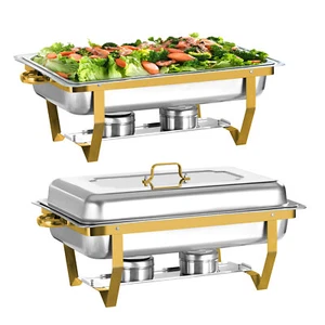 2/4/6/8 Chafing Dish Buffet Set Stainless Steel Full Size Chafer 8QT for Party - Picture 1 of 29