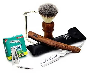 4 PIECE MEN'S STRAIGHT RAZOR STARTER SHAVING KIT PERFECT GIFT FOR NEW USER'S - Picture 1 of 4