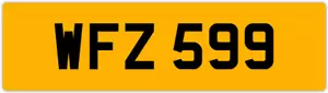 WFZ 599 W 3X3 DATELESS PRIVATE NUMBER PLATE WILL WIL WENDY WES WALT WAYNE WOLF - Picture 1 of 1