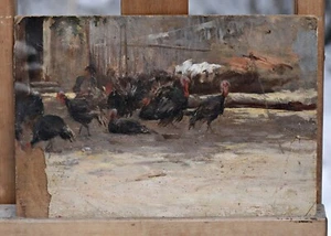 Harald Jerichau (1851-1878) - Estudio de los pavos, procedencia de la pintura al óleo Dinamarca - Imagen 1 de 8