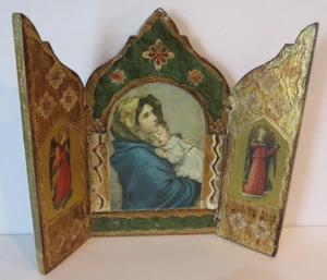Florentia Vintage Italy Religious Madonna Child Gold Guilded Picture Window Hang - Picture 1 of 8