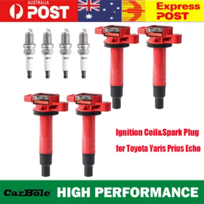 4x Ignition Coils&Spark Plug for Toyota Yaris Prius Echo 1NZ-FE 2NZ-FE 1.3L/1.5L - image 1 of 4