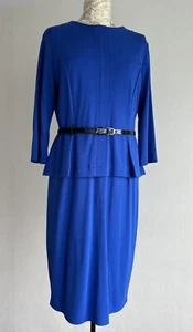 Vestido ceñido al cuerpo HOMEYEE azul clásico peplum UK14 - Imagen 1 de 6