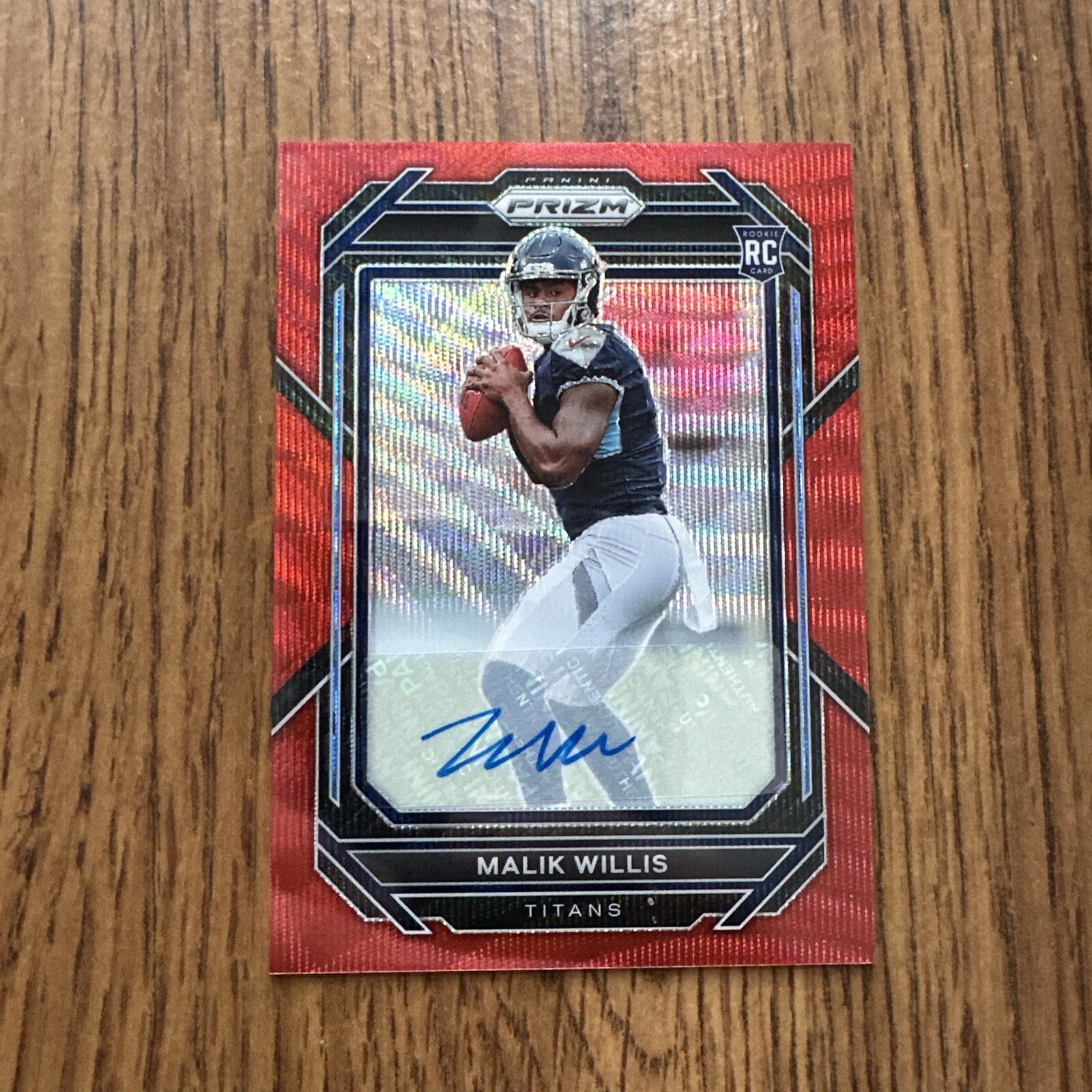 2022 Panini Prizm Football Rookie Red Wave /149 Prizm Auto Malik Willis #303