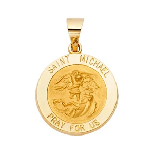 GOLD -14K Yellow Gold Religious St. Michael Charm Pendant For Necklace or Chain - Picture 1 of 5