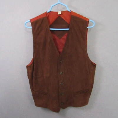 Chaleco de Cuero Genuino Roundtree & Yorke para Hombres M Marrón Rojo Vaquero Rodeo Foto 1 de 4