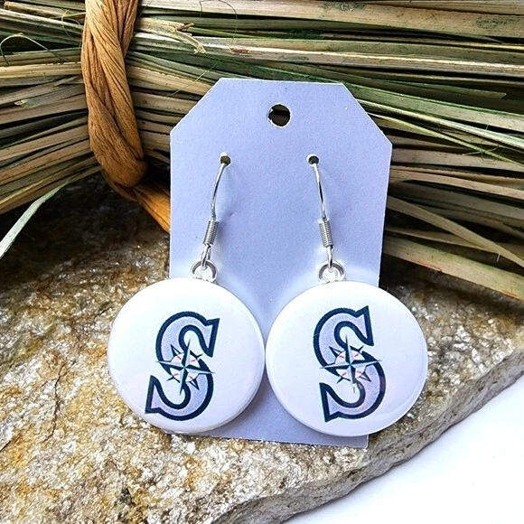 Seattle Mariners Earrings Pro Baseball True to the Blue Souvenir Dangle Drop - Image 1 of 1