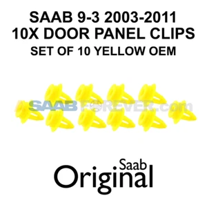 NEW SAAB 9-3 YELLOW DOOR PANEL CLIPS 2003-2011 10x CLIPS 93 9-3X OEM 12769637 - Picture 1 of 3