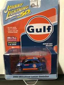 1/64 JOHNNY LIGHTNING GULF OIL RACING #63 2004 MITSUBISHI LANCER EVOLUTION MIJO - Picture 1 of 2
