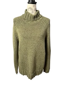 Liz Claiborne Women Chucky Knit Turtleneck Sweater Green Preppy Ribbed XLARGE - Picture 1 of 24