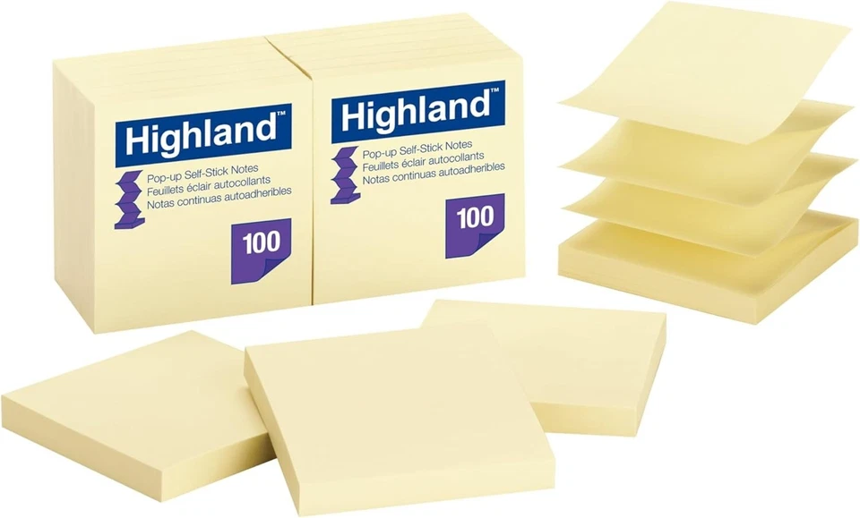 3m Company Mmm6549puy Highland Pop-up Notes 3 X 3 Yew 12 Pads