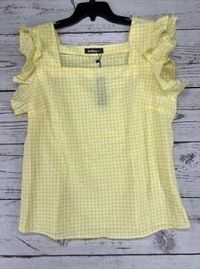 Allegra K Summer Gingham Tops Square Neck Ruffle Cap Sleeve Blouse - Picture 1 of 5