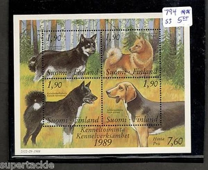1989 Finland Sc# 794 - Dogs, Finnish Kennel Club - MNH souvenir sheet of stamps - Picture 1 of 1