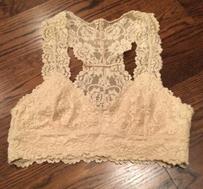 Бюстгальтер-бюстгальтер беспроводной Anemone S цвета слоновой кости кружевной с подкладкой и T-образной спинкой - Изображение 1 из 4