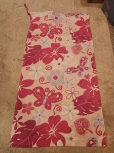 Stuffable Pocket Beach Towel Pink Floral Butterfly Print 30 X 58 - Picture 1 of 6