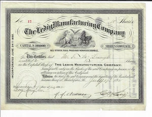 PENNSYLVANIA 1892 The Ledig Manufacturing Company Stock Certificate #17 Iron - Picture 1 of 2