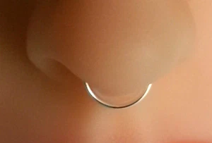Fake Septum Nose Hoop Nose Ring Sterling Silver 20 Gauge - Picture 1 of 2