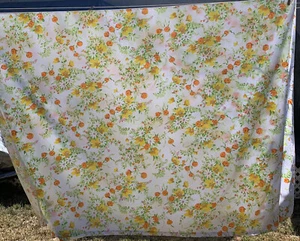J.C. Penney TWIN FLAT SHEET Yellow Orange Floral  Percale No Iron Vintage - Picture 1 of 5
