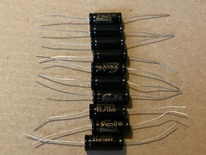 10pc Electrolytic Capacitor Axial BIPOLAR 2000hr 105℃ 25uF 100V 10x24 Supertech - Picture 1 of 1