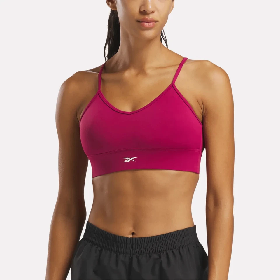 Reebok Womens Padded Workout Ready Sports Bra HI6919 Pink / White 2XL