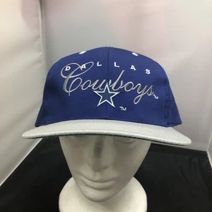 VINTAGE Dallas Cowboys Mütze Kappe Druckknopflasche blau grau NFL Football Schriftzug Logo Herren - Bild 1 von 8