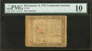 1779 American Revolution $35 Colonial Continental Banknote Currency CC-94 PMG 10 - Picture 1 of 5