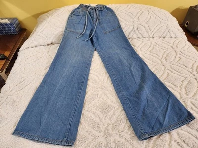 Vintage 60s / 70s High Waist Hugh Bell Bottom Jeans Women’s Size 5 Rare Tie Belt - Image 1 of 4