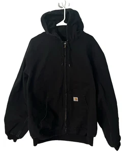 Carhartt Canvas Duck Coat Giacca con Cappuccio Uomo XL Nero Made in USA Qualche Usura - Foto 1 di 12