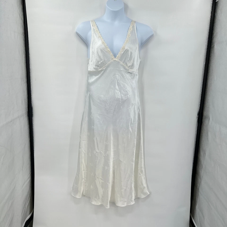 Romántico Babydoll Vestido Sin Mangas Grande Marfil Satinado Camisón Boudoir Novia Jones NY Foto 1 de 4
