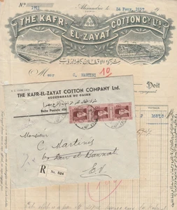 EGIPTO Raro Membrete y Cubierta THE KAFR EL-ZAYAT Cotton Company 1937 - Imagen 1 de 3