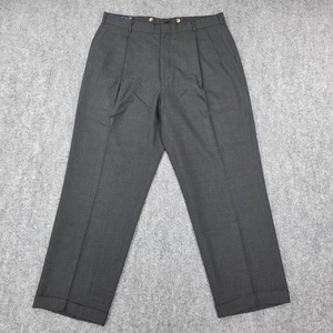Vintage Lands End Hose Herren 37 Regular Grau Wolle Plissee Hosenträger Made in USA - Bild 1 von 16